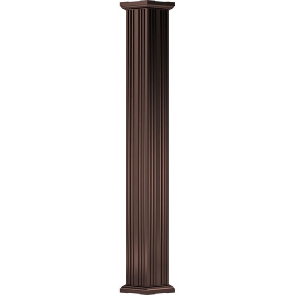 Ekena Millwork 4" x 9' Endura-Aluminum Column, Square Shaft (Load-Bearing 12,000 lbs), Non-Tapered, FLuted EA0409ENFSETUTU - main